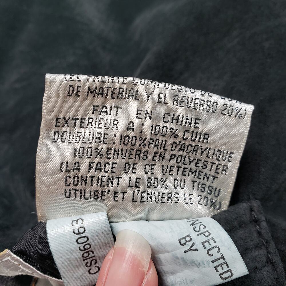Vintage 90s Suede Faux Fur Jacket Womens Medium Black Reversible Leather Winter - Picture 12 of 16